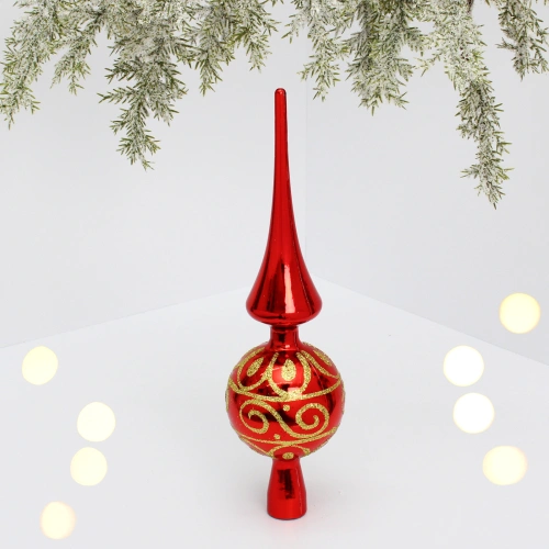 Верхушка на ёлку 26 см "Золотой узор" красный