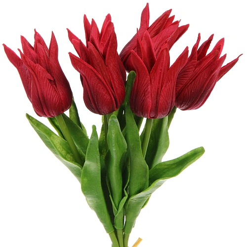 Цветы искусственные Natur 37см Тюльпаны 7шт бордовые_3