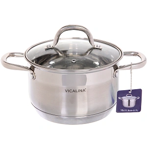 Кастрюля из нержавеющей стали VICALINA 2,6л, индукция, VL-1073