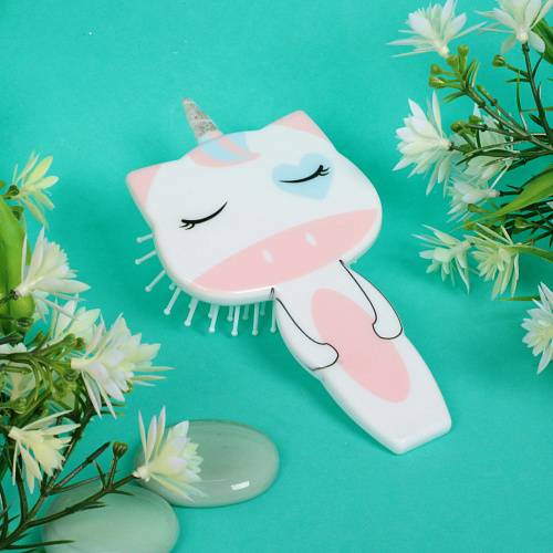 Расческа массажная Zverushka единорог, цвет белыйрозовый , 714см_3