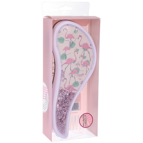 Расческа массажная компактная ТРОПИКИ, блестки, микс 4 дизайна, 187,5см (PVC коробка)_6