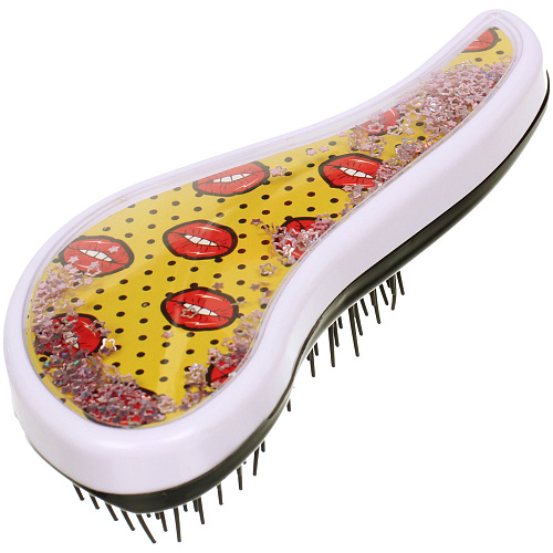 Расческа массажная компактная КАЛИСТО, блестки, микс 4 дизайна, 187,5см (PVC коробка)_7