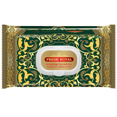 Салфетки влажные FRESH ROYAL очищающие с пластиковым клапаном 120 шт