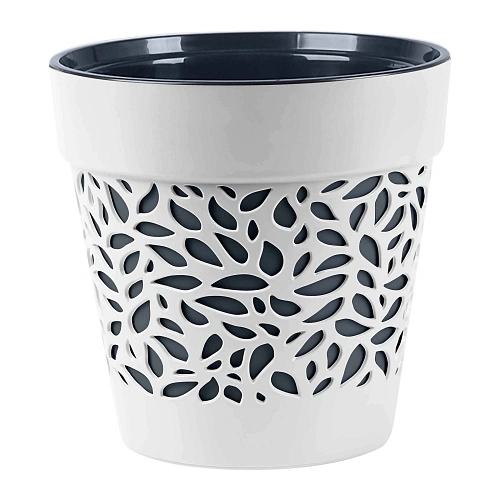 Кашпо для цветов пластиковое 3,5л d-16,8см "Блоссом" Белый/Антрацит