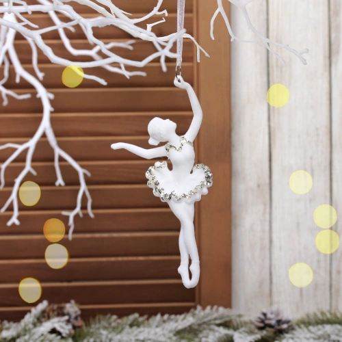 Подвеска "Сказочный балет" 13*16,5 см, Белый/серебро (микс)