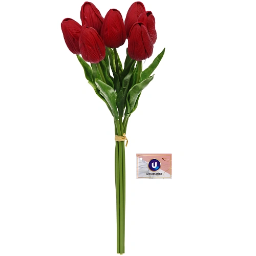 Цветы искусственные "Natur" 38см Тюльпаны 7шт бордовые