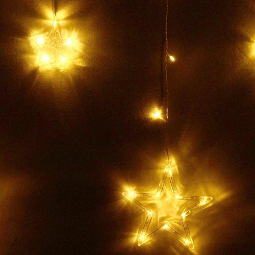 Гирлянда для дома БАХРОМА 2,5м90см 136 ламп LED, с насадками Звезда (6+6 шт), Теплый белый (можно соединять)_15
