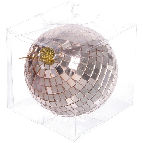 Новогодний шар 10 см Shining Disco, Розовое золото_4