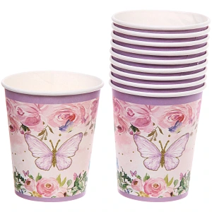 Стакан бумажный 0,2л в наборе 10 шт "Волшебные бабочки"