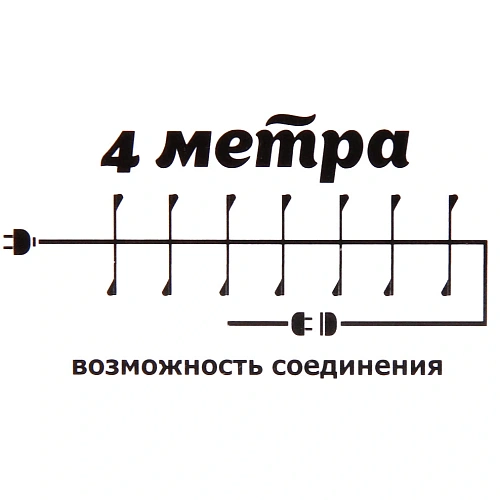 Гирлянда для дома Мишура 4 м, 200 ламп LED, d-1,4 см, черный пров, 8 реж, IP-40, Теплый белый (возможность соединения)_9