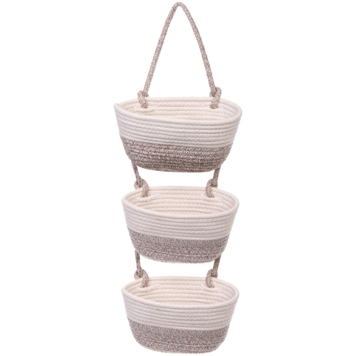 Корзины подвесные ручной работы "ОЛИНТГАР", цвет белый/бежевый, три секции, 72*25*14*11см (лейбл) 