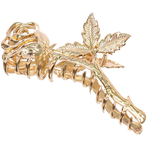 Заколка - краб для волос на блистере ДЕ Палма, роза, цвет золото и серебро, 114см (пакет с подвесом)_3