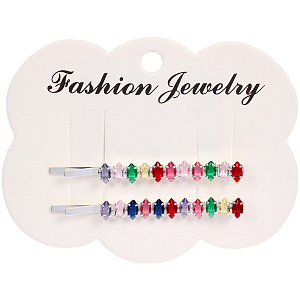 Невидимки для волос 2шт "Кристалы Агоры", цветные ромбики, 5см (блистер и пакет с подвесом)