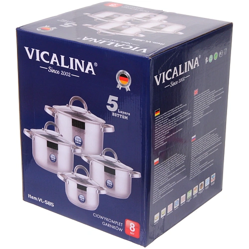 Набор посуды из нержавеющей стали VICALINA 4 предмета (4 кастрюли 1,9л, 2,7л, 3,6л, 6,0л) VL-585_3