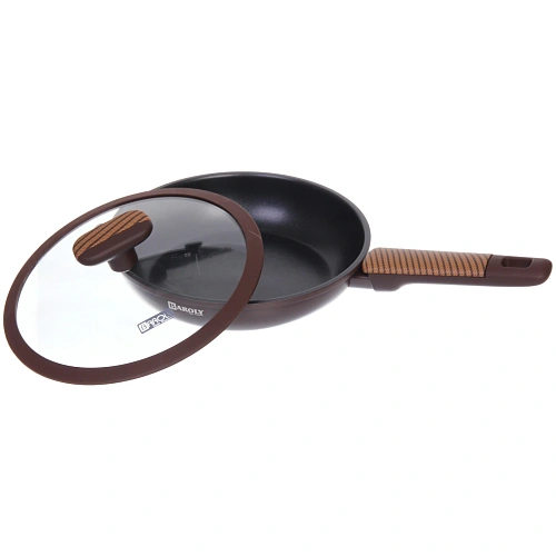 Сковорода BAROLY CHOCOLATE 22см индукционная с крышкой, бакелитовая ручка_3