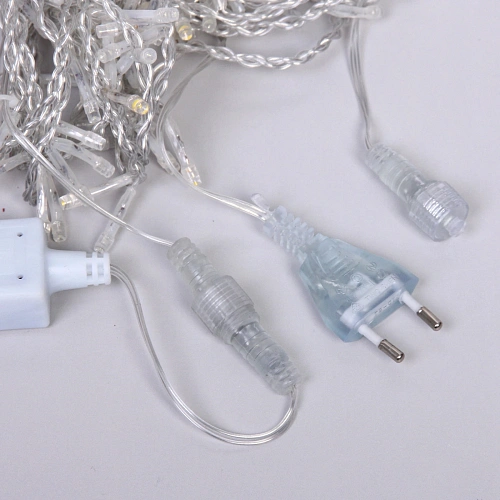 Гирлянда для улицы БАХРОМА Мерцание ш3м в4060см 100 ламп LED, прозрпровод,1 режим, IP-54, БелыйТеплый белый мерцает (возможность соединения)_4