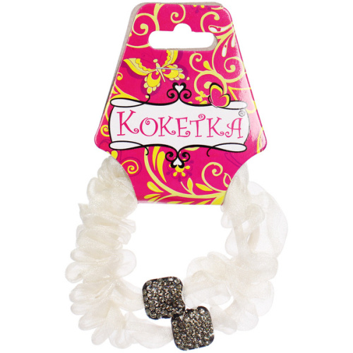 Резинки для волос 2шт "ФАНТЕЭГРО", золотые квадратики, цвет молочный, d-5.5см (Кокетка)