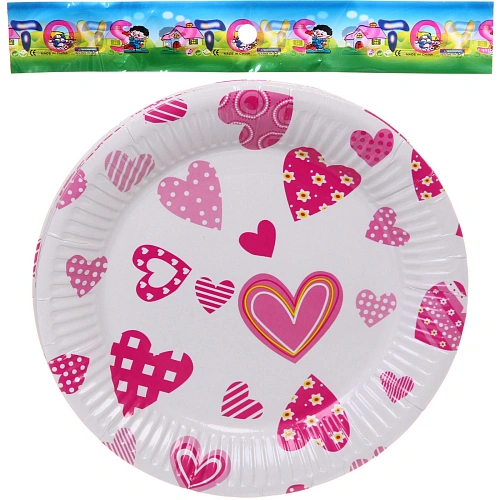 Тарелка бумажная 18 см в наборе 10 шт Сердечки_4