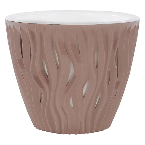 Кашпо для цветов пластиковое 3л d-19,5см "Вдохновение" Фраппе