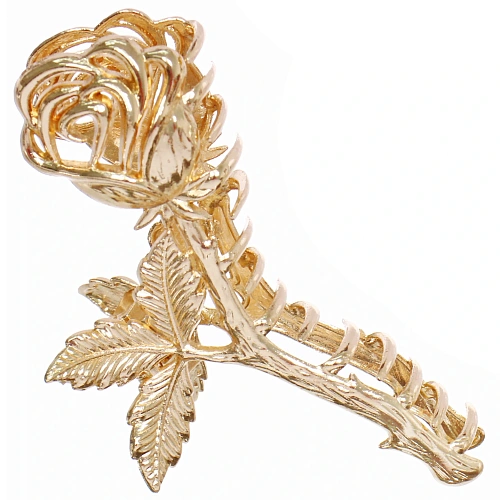 Заколка - краб для волос на блистере ДЕ Палма, роза, цвет золото и серебро, 114см (пакет с подвесом)_6
