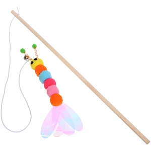 Игрушка - дразнилка на палочке "ЦапЦап", гусиничка с колокольчиком, цвет как на фото, 40см ( пакет с подвесом)