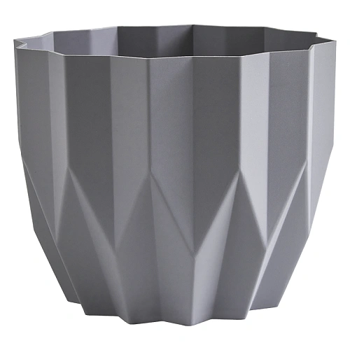 Кашпо для цветов пластиковое 0,8л d-13см "Геометрия" Серый жемчуг 