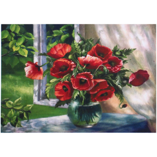 Алмазная мозаика на подрамнике с полным заполнением "МИР ЯРКИХ КРАСОК", роскошь маков, 20*30 см