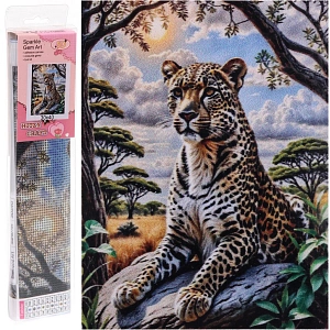 Алмазная мозаика в рулоне 30*40см полная выкладка "DIAMOND", Леопард