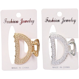 Заколка - краб для волос на блистере "КАСКАДА", трапеция, цвет золото и серебро, 2.5*4см (пакет с подвесом)●